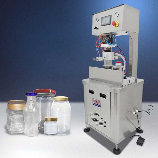เครื่องปิดฝาขวดแก้ว Electric Pneumatic Vacuum Capping Machine ระบบสูญญากาศ ปิดฝาขวด ขวดโหล