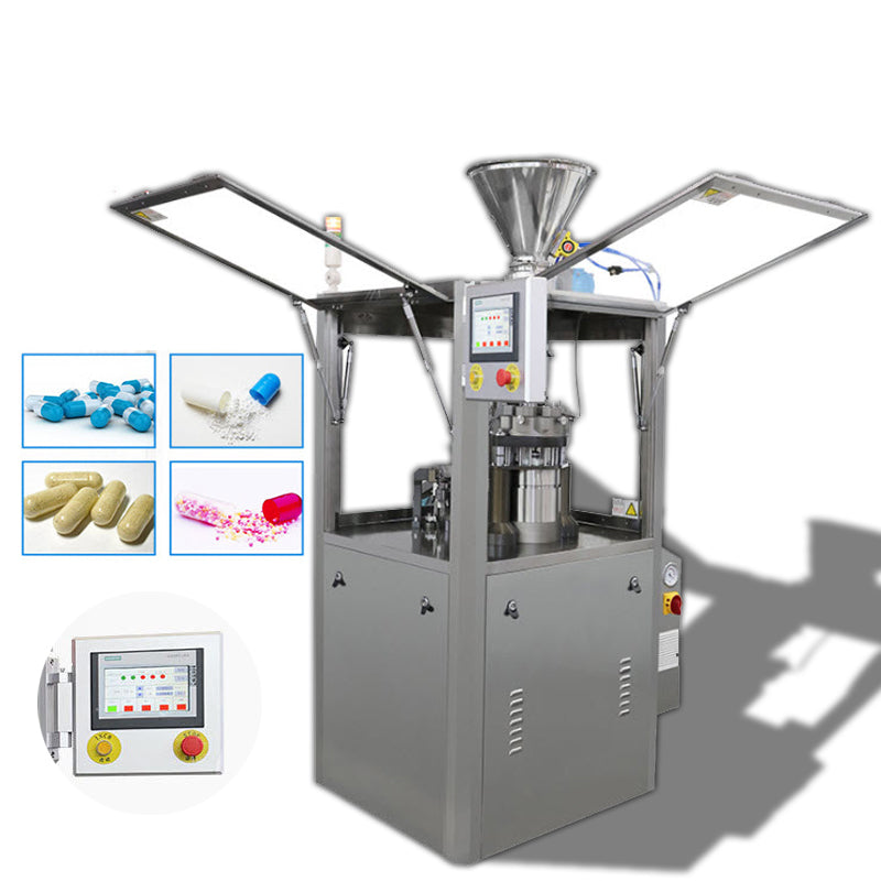 เครื่องบรรจุแคปซูล automatic powder capsule filling machine NJP-200C 600KG（kg） 3（L） 1（ml） ±3（%）12000 grains/hour