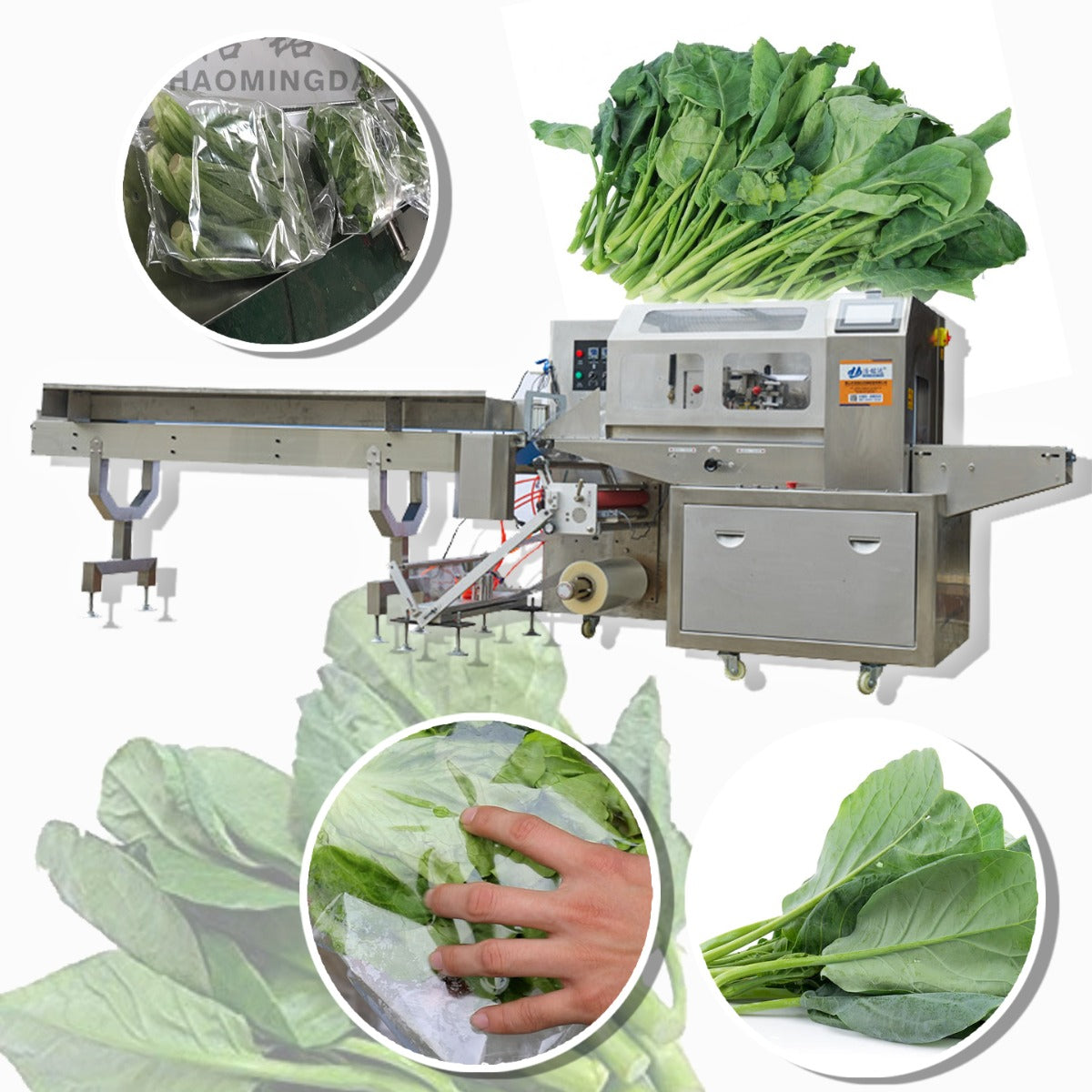 เครื่องผัก ผลไม้ แบบออโต้ และ กึ่งออโต้ flower bouquet packing machine fruit and vegetable packing HMD-600 3Kw