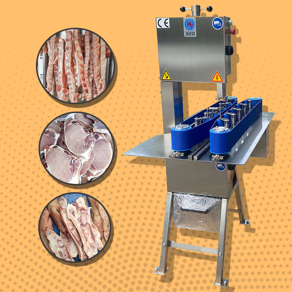 เครื่องตัดแบ่งขาหมู ขาวัว feet split machine HY-320B for efficient meat slicing, heavy-duty stainless steel, ideal for butcher shops and restaurants