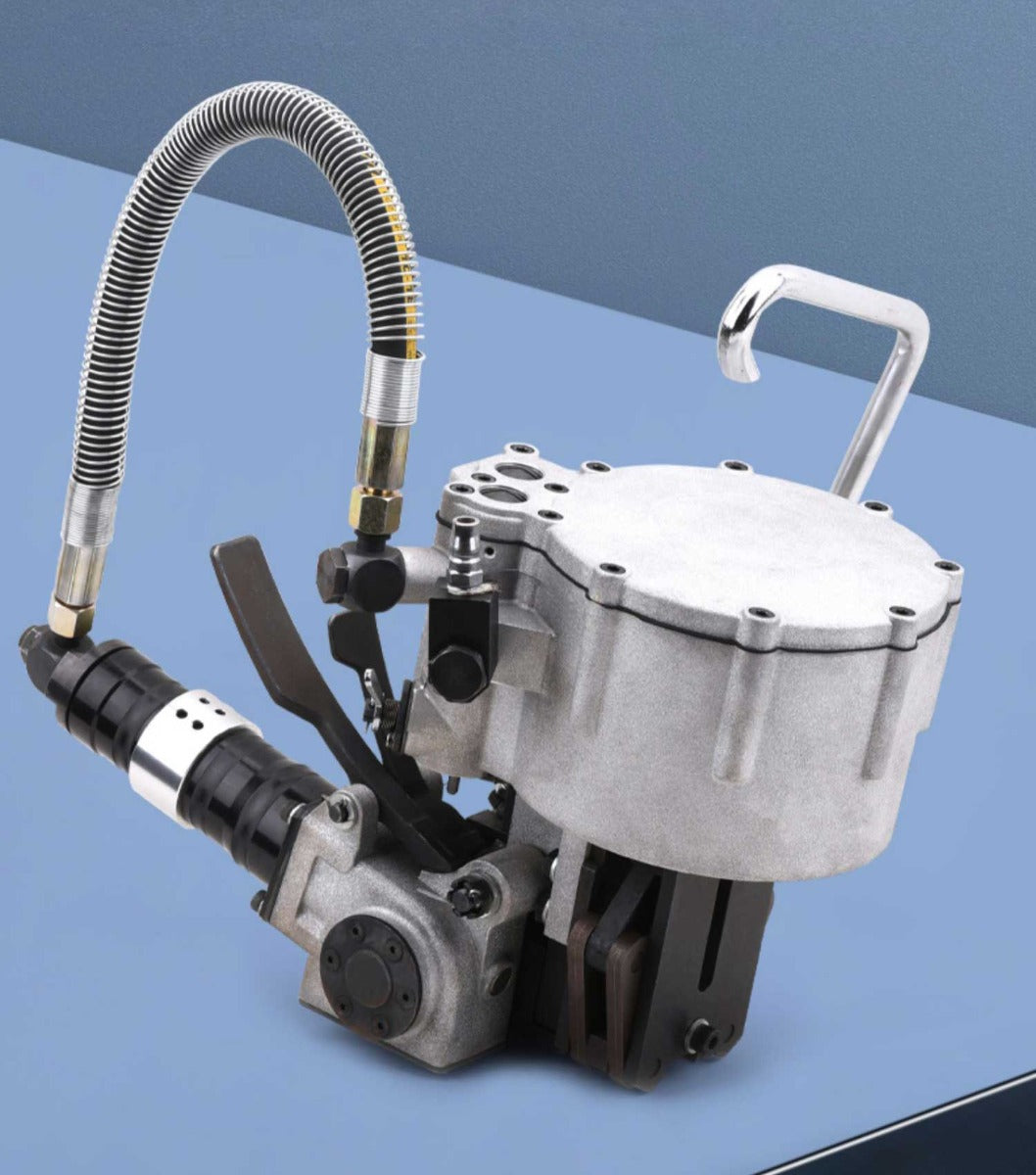 เครื่องรัดสายเหล็ก Pneumatic Steel Belt Packing Machine เครื่องแพ็คของ รัดสายเหล็ก เหล็กพืด