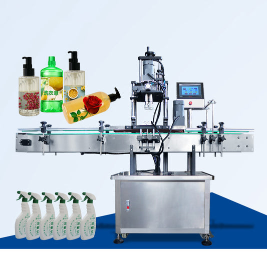 เครื่องปิดฝาขวด ระบบอัตโนมัติ แบบสายพาน Full Automatic Bottle Capping Machine เครื่องปิดฝาขวด ปิดฝาขวดน้ำ