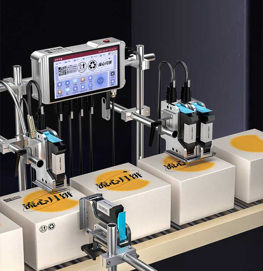 เครื่องพิมพ์วันที่ บาร์โค๊ด อัตโนมัติ แบบหลายหัวพิมพ์ Multi Nozzles Inkjet Printer หัวพิมพ์ 2-6 ชุด