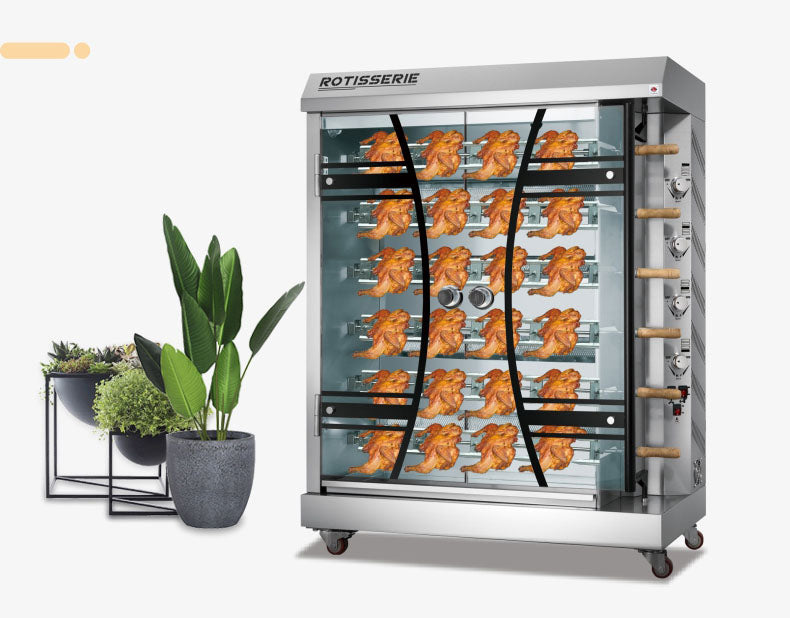 ตู้ย่าง เครื่องย่าง  Stainless Steel Automatic  Rotary Chicken Oven ระบบไฟฟ้า / ระบบแก๊ส ขนาดใหญ่ เตาย่างไก่ ระบบหมุน