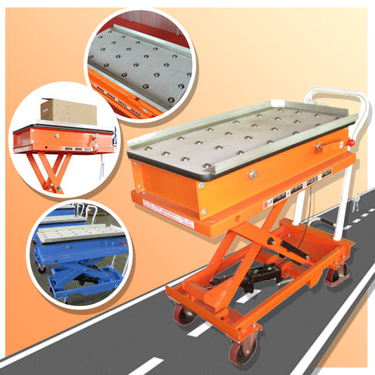 รถยกของระบบลูกกลิ้ง รับน้ำหนัก 200-1000 kg pedal roller ball platform lift trolley