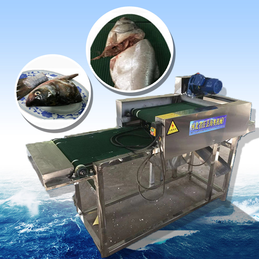เครื่องตัดหัวตัดหางปลา 1.8kw 380v 8kg/min 150Kg 2000*600*1200 head fish tail fish cutting machine  automatic