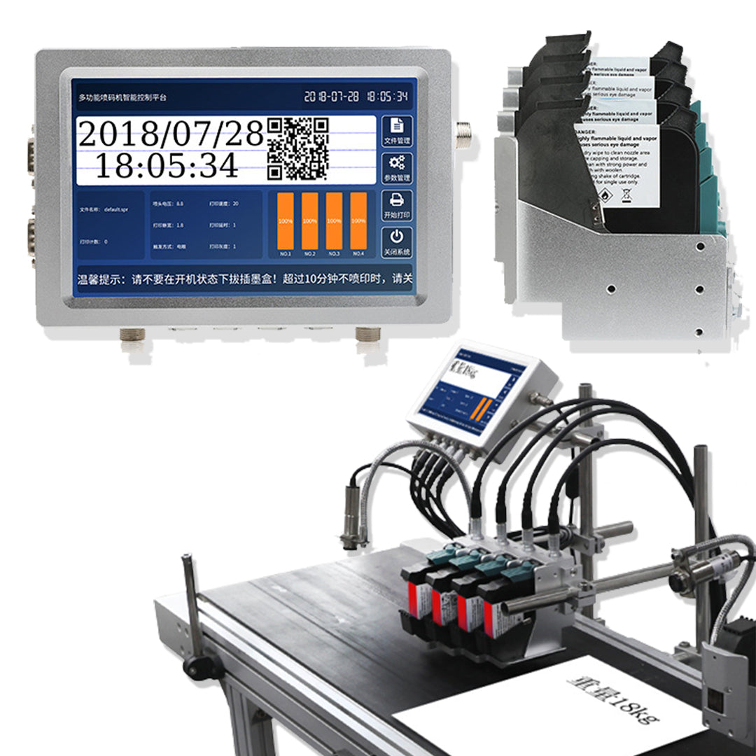 เครื่องพิมพ์ สายพานลำเลียงแบบหลายหัว 1-50.8mm 600dpi USB RS232 Wi-Fi Network multi-nozzle inkjet printer fully automatic