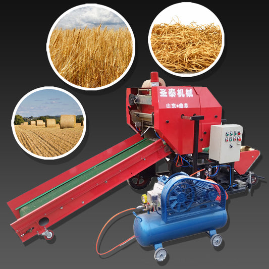 เครื่องมัดฟาง ทำฟางก้อน เครื่องอัดฟางก้อนกลม automatic round baler feed straw YK5552