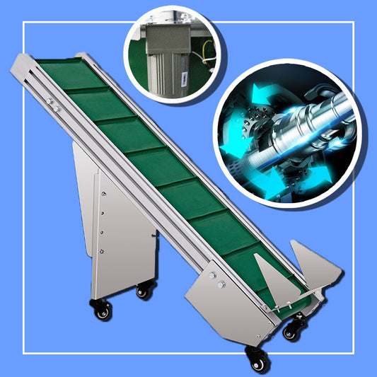 สายพานลำเลียงยกของขนาดเล็ก ยาว 1 เมตร ยกสูง 50 cm หน้ากว้าง 23 cm pvc /pu line conveyor belt