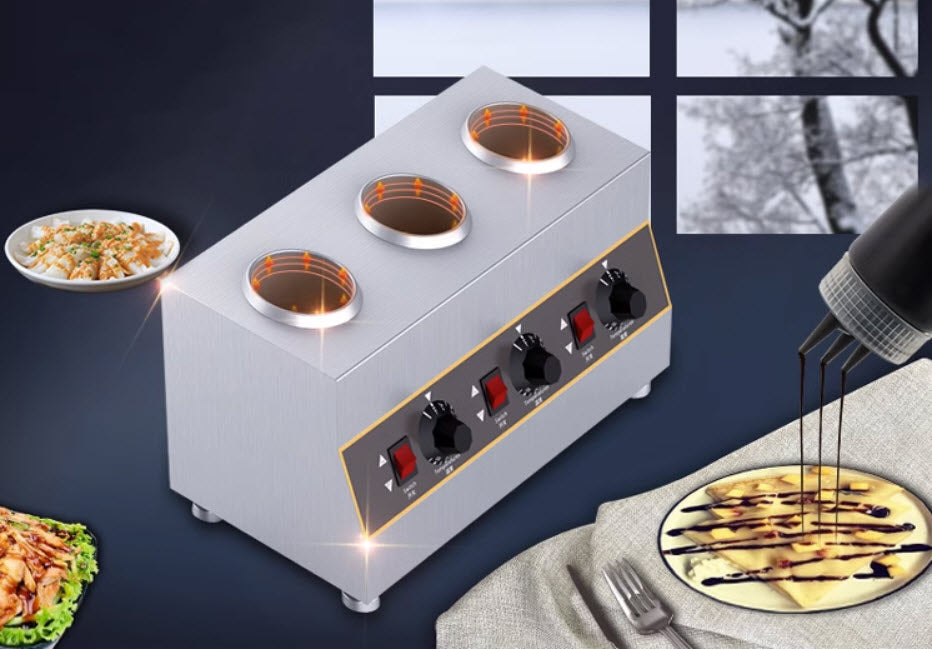 เครื่องอุ่นซอส แยม เนย  220V 30-85C 650ml ความร้อน160-640w แบบช่องใส่ขวด 1,2,3,4 chocolate sauce jam peanut sesame melting paddle heating