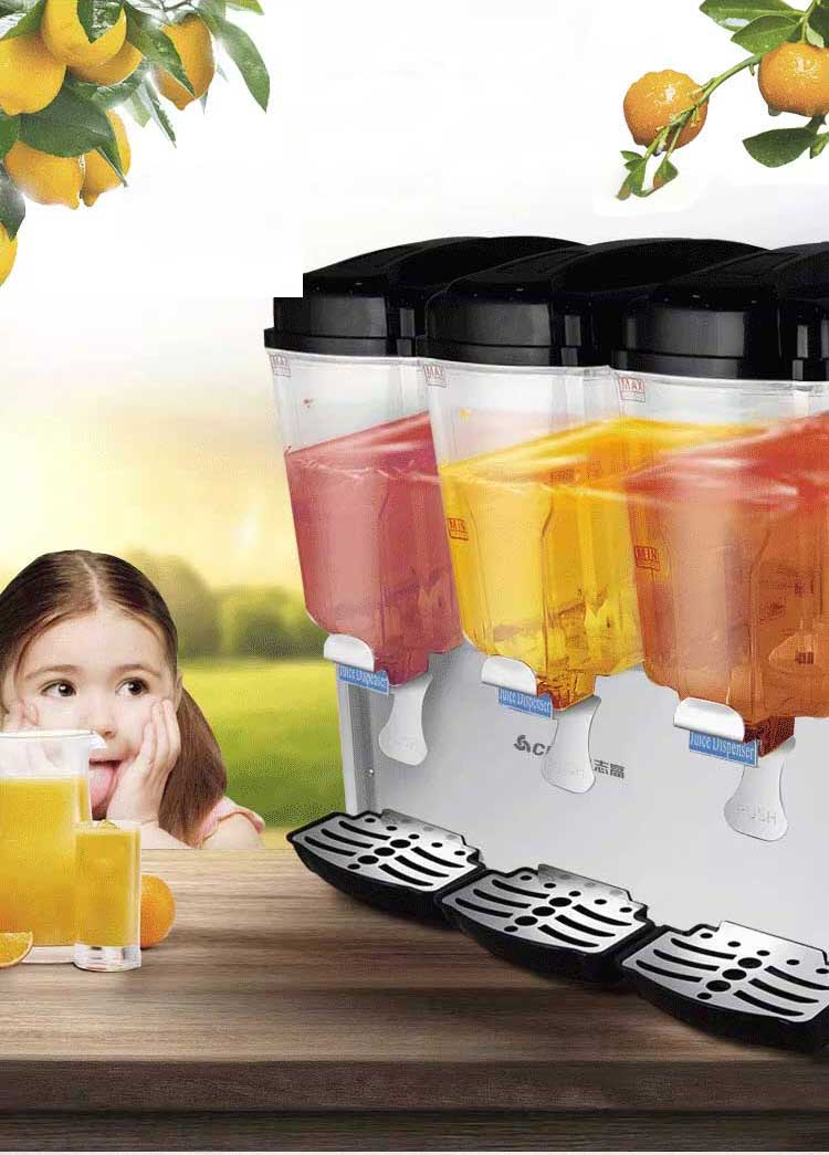 เครื่องกดน้ำผลไม้ น้ำหวานอัติโนมัติ ทำอุณหภูมิร้อน-เย็นได้ โถใส่น้ำคู่ เครื่องจ่ายน้ำ 2 หัว Beverage machine