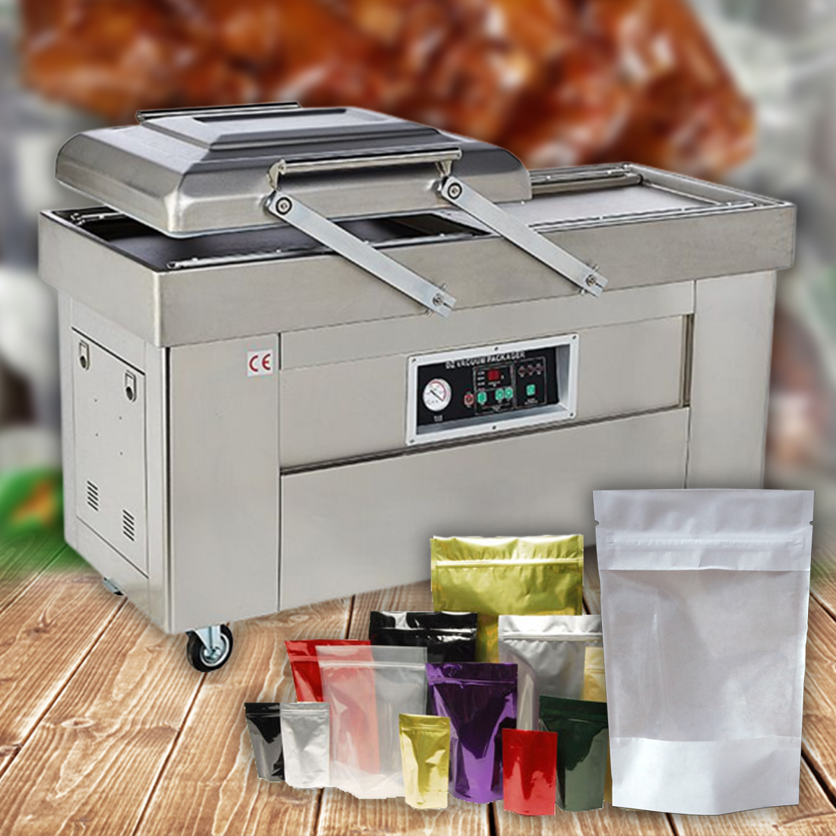 เครื่องซีลสูญญากาศ DZ-2S รุ่น Deluxe ขนาดใหญ่ สี่แถบซีล สูญญากาศของที่มีน้ำได้