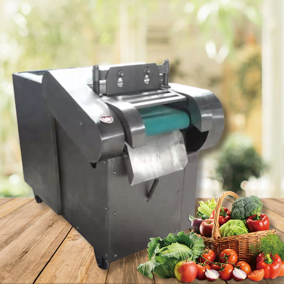 เครื่องหั่นผักสับผัก CB1500 เครื่องซอยผักไฟฟ้า ระบบสายพาน มอเตอร์ 1500w ขนาด 52 x 35 x 52 ซม.