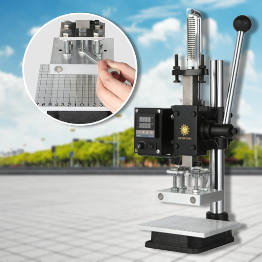 เครื่องปั๊มโลโก้ แบบมือโยก รุ่น JXY-SD160B จอแสดงผลดิจิตอล เครื่องปั๊มฟลอยด์ ปั๊มนูน เจาะ หนัง