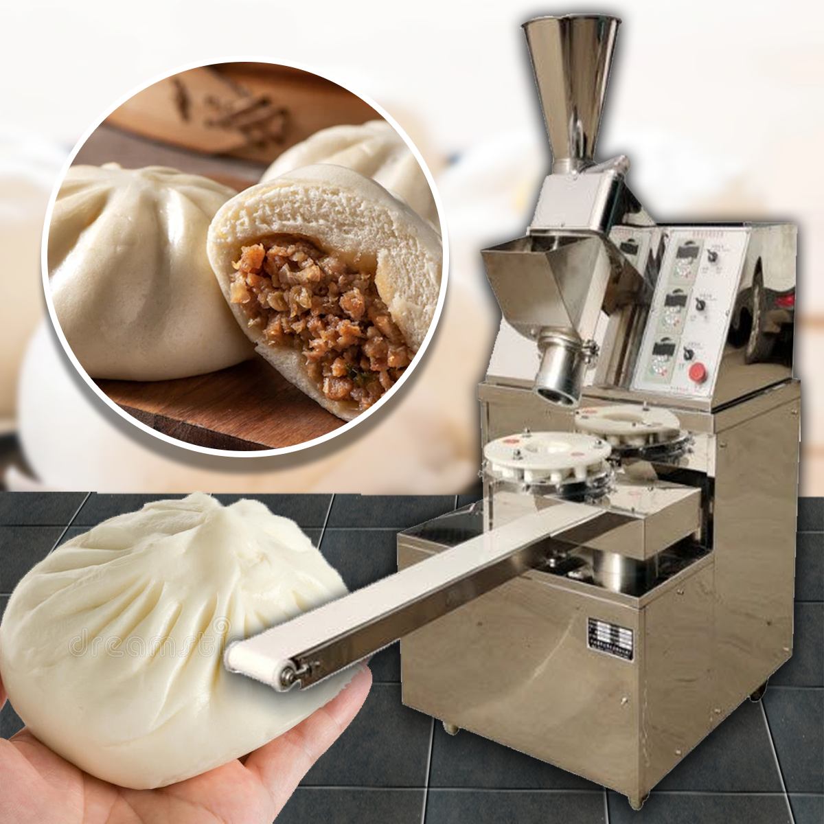 เครื่องทำเสี่ยวหลงเปา bun placing machine - Professional dumpling maker for perfect bao buns, easy to use, commercial-grade kitchen tool