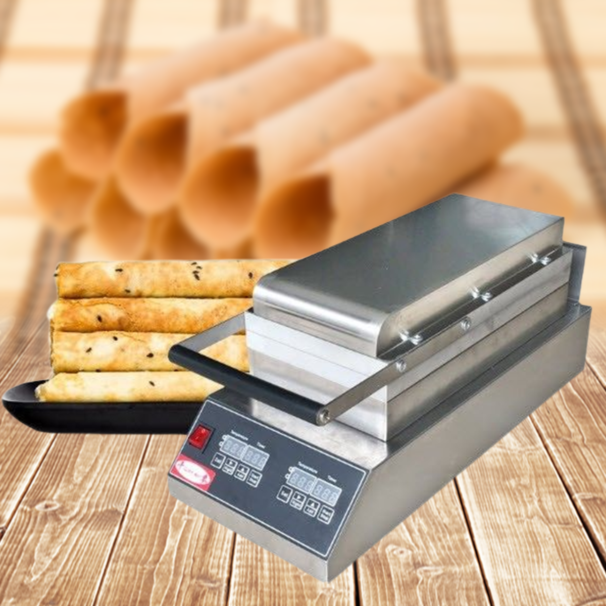 เครื่องทำทองม้วนไฟฟ้า Electric Crispy Roll Machine รุ่น ZU-11 หน้าเตา 25 x 40 ซม.
