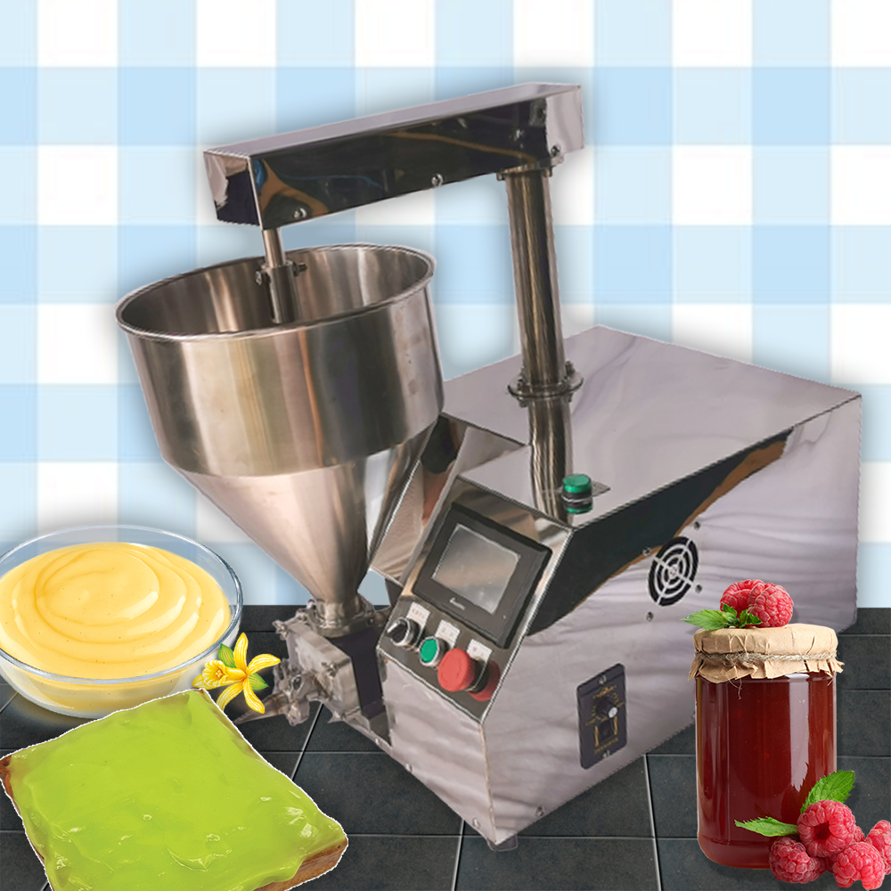 เครื่องบรรจุครีม แยม ใส้ขนม สังขยา คัสตาร์ด ไส้เอแคลร์ HMJ-20H น้อยสุด 2g puff filling machine cream jam filling machine