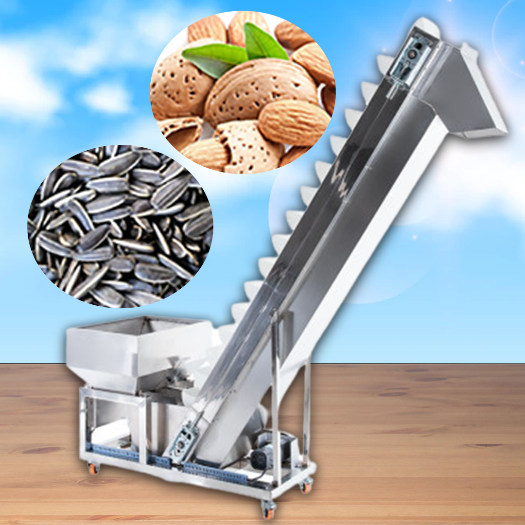 เครื่องลำเลียง ผง หรือ เมล็ด แบบตะกร้า CONVEYOR FEEDER MACHINE สายพานลำเลียงแบบเอียง
