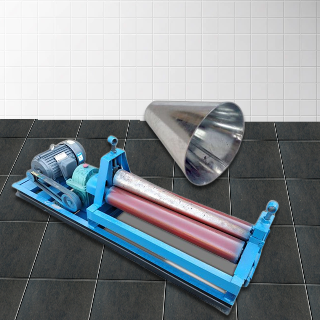เครื่องม้วนเหล็ก ขึ้นรูปกรวย ทำกรวยเหล็ก สังกระสี สแตนเลส Electric cone rolling machine