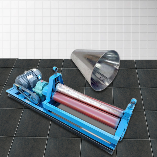 เครื่องม้วนเหล็ก ขึ้นรูปกรวย ทำกรวยเหล็ก สังกระสี สแตนเลส Electric cone rolling machine
