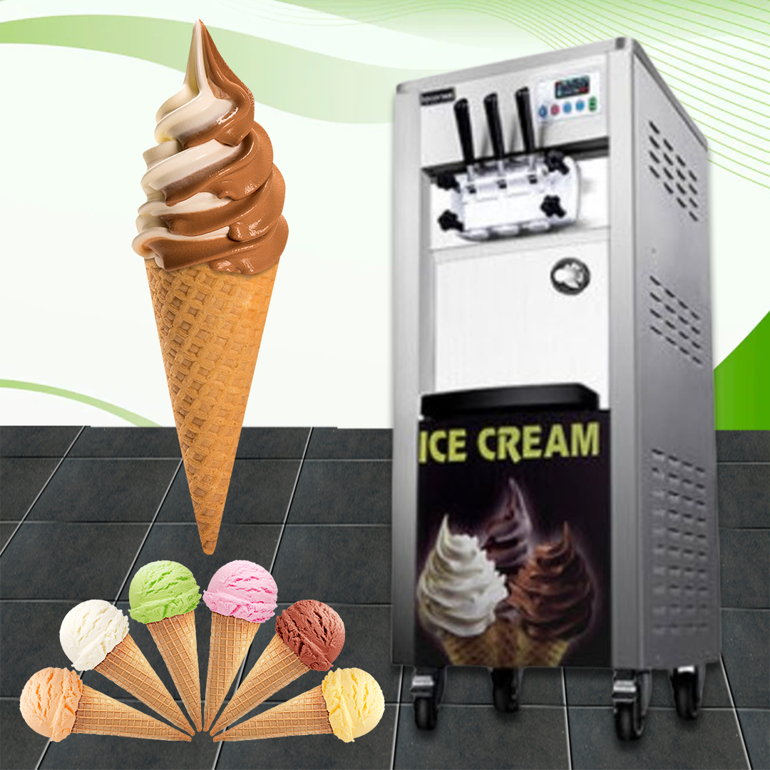 เครื่องทำไอศครีมซอฟเสริฟ Ice Cream Machine แบบตั้ง 1800W ความจุ 10 ลิตร
