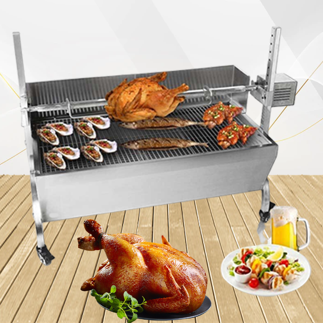 เตาปิ้งย่างไฟฟ้า เตาปิ้งย่าง เตาย่างเสียบไม้หมุน ไม่ใช้ถ่าน ไร้ควัน Electric Barbucue Grill Stainless Steel