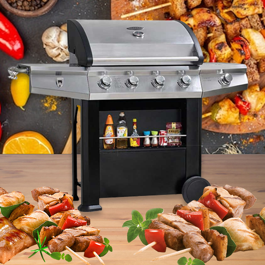 เตาปิ้ง บาร์บีคิว ระบบแก๊ส Outdoor BBQ Grilled Rack วัสดุ Stainless มีล้อเลื่อน