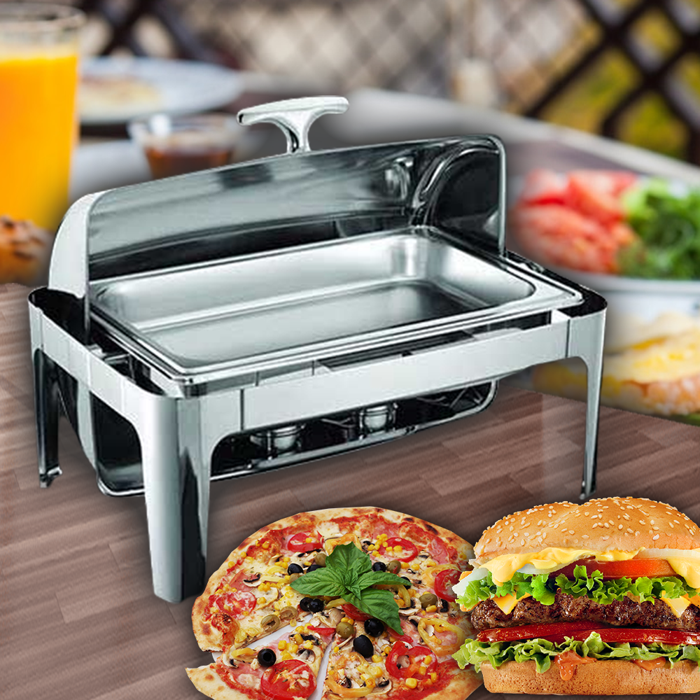 ถาดอุ่นอาหาร โรงแรม รุ่นYH723 สแตนเลส 304 ขนาด 640x495x440 มม.มีที่อุ่นในตัว