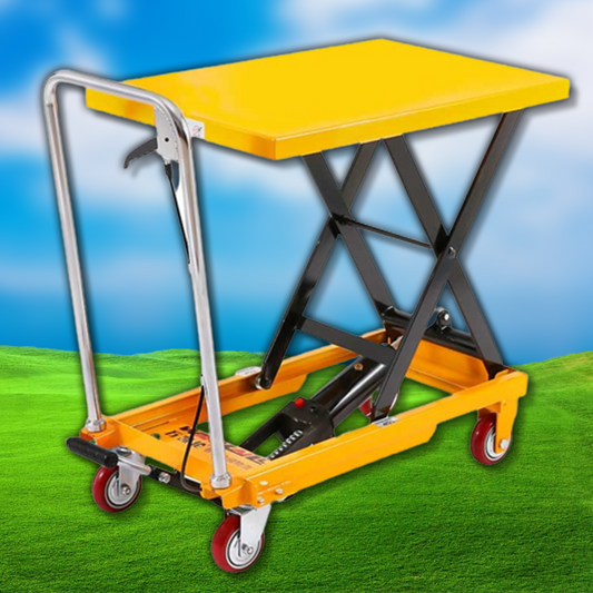รถยกไฮดรอลิค แบบมือโยก Hydraulic Lifting Platform Table ล้อเลื่อน
