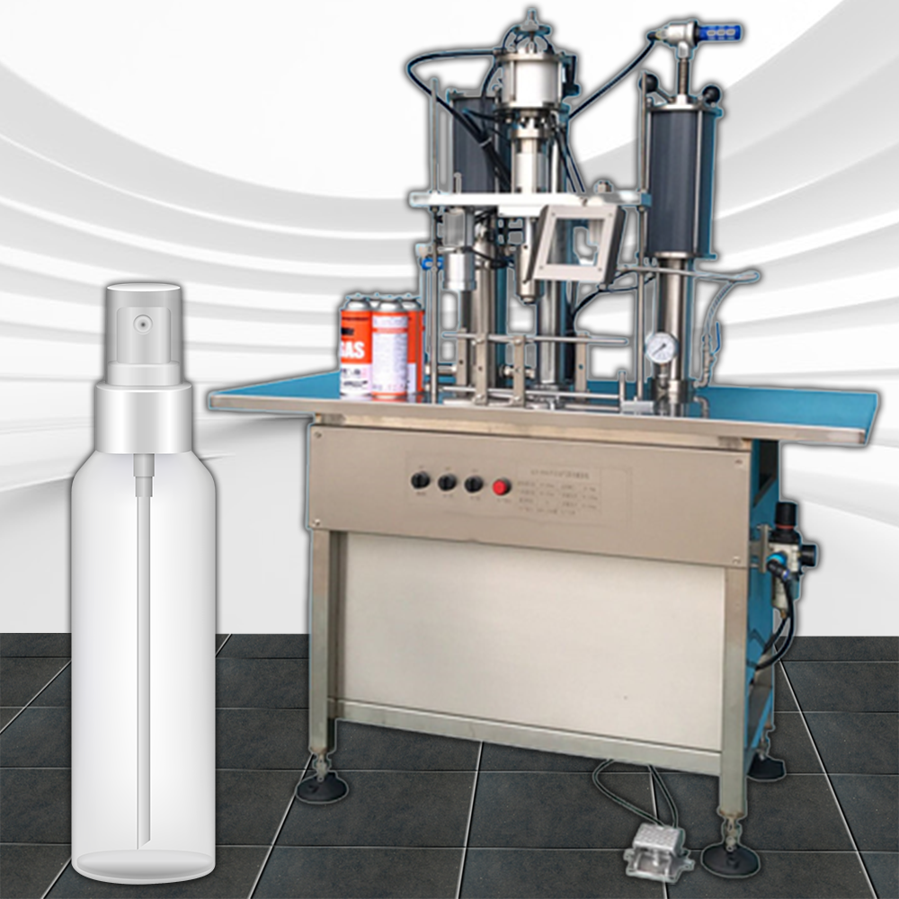 เครื่องบรรจุขวดสเปรย์ 1,200 กระป๋อง / ชั่วโมง spray filling machine