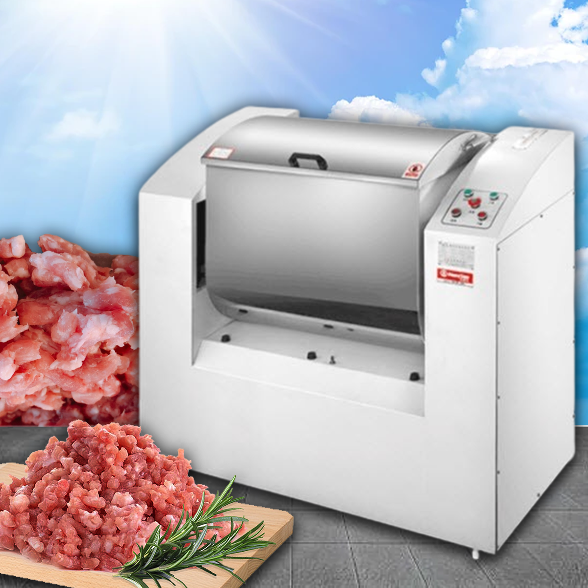 เครื่องคลุก เครื่องนวดผสมอาหาร แนวนอน เครื่องผสมแหนม food mixer turbine machine horizontal