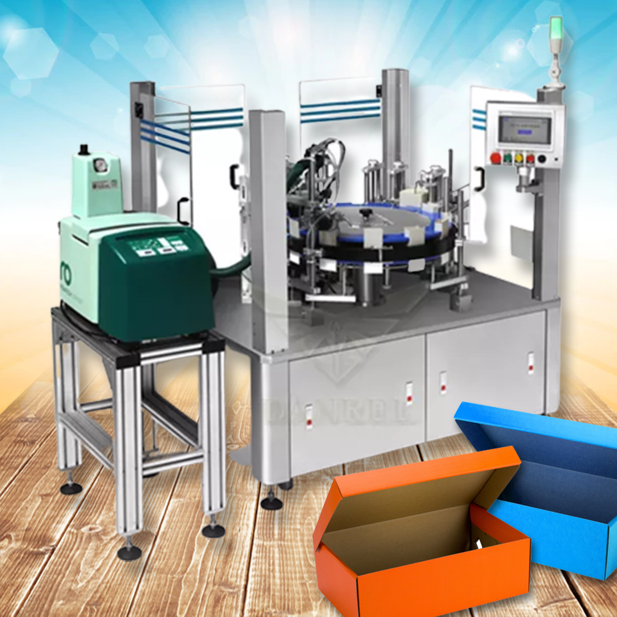 เครื่องพับกล่อง H-150 automatic cartoning machine 11.5Kw 20-50bags/min 450kg 220V