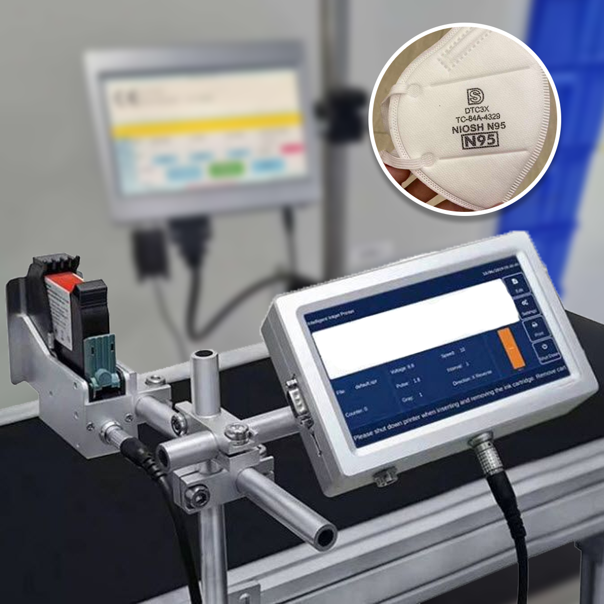 เครื่องพิมพ์วันผลิต วันหมดอายุ ต่อสายพาน mini code inkjet printer (ไม่รวมสายพาน)