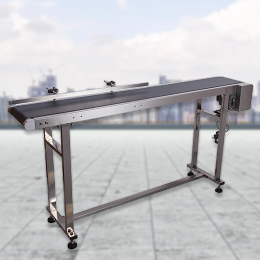 สายพานลำเลียง ขนาดมาตรฐาน หน้ากว้าง 19 cm สูง 750mm พร้อม กันตก Rail Guard Conveyor