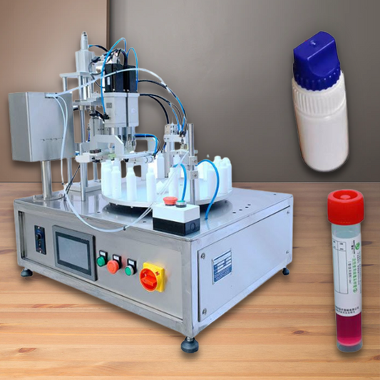 เครื่องปิดฝาต่อเนื่อง แท่นหมุน ขนาด 20Ml30ml40ml50ml filling and capping machine