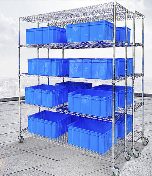 ชั้นวางของสเตนเลส Stainless Steel Shelving 4 ชั้น แข็งแรง ทนทาน เหมาะสำหรับใช้ในบ้านหรือร้านค้า ดีไซน์ทันสมัย