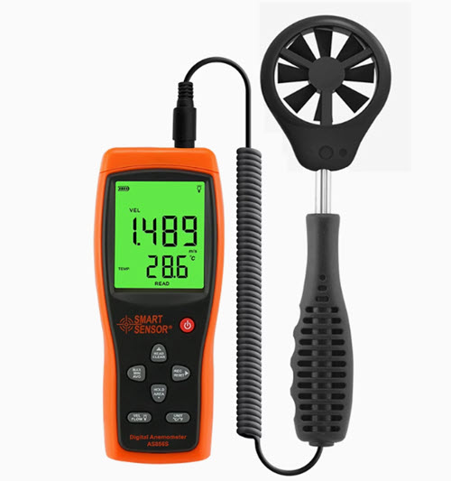 เครื่องวัดความเร็วลม Anemometer รุ่น AS856S พร้อมจอ LCD ขนาดใหญ่, วัดความเร็วลม, อุณหภูมิ, ใช้งานง่าย, เหมาะสำหรับการใช้งานในกลางแจ้ง