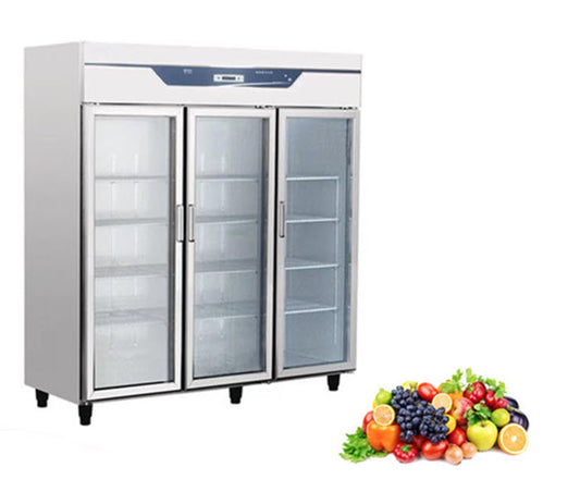 ตู้แช่เย็นแสดงสินค้า 3 ประตู Commercial Glass Door Display Refrigerator ขนาด 1800x720x1950 มม.