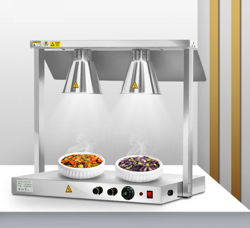 เครื่องอุ่นอาหารอินฟราเรด รุ่นตั้งโต๊ะ พร้อมฐานวางจาน Infrared Food Warmer Lamp Stainless 201/220V